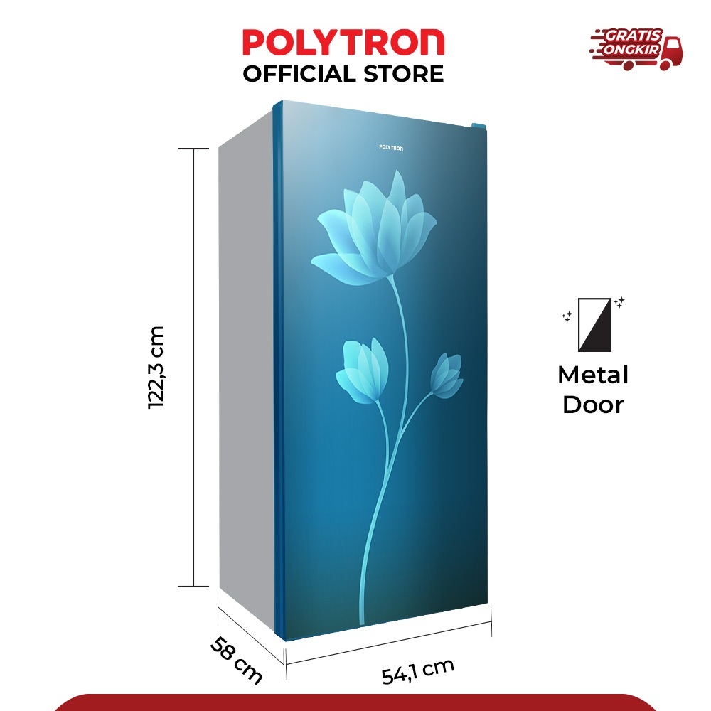 RF002 - POLYTRON Kulkas 1 Pintu Metallic 180 Liter PRB 189R
