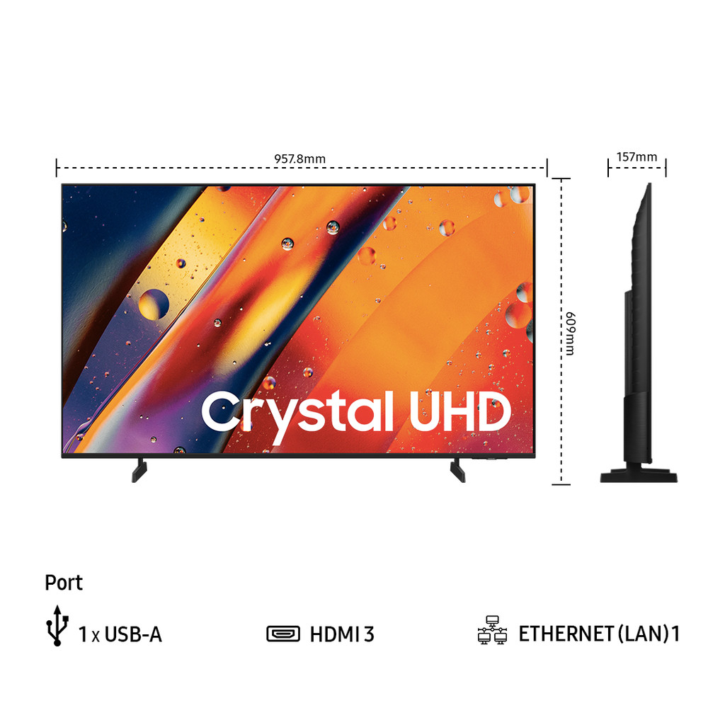 VT011 - Samsung 43" Crystal UHD 4K UE100F 4K Smart TV