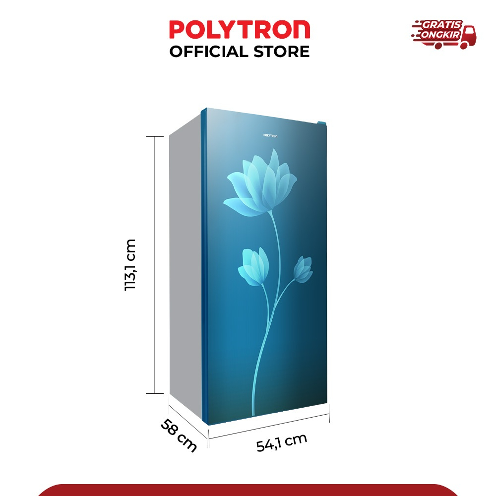 RF001 - POLYTRON Kulkas 1 Pintu Metallic Series 170 liter PRB 179R